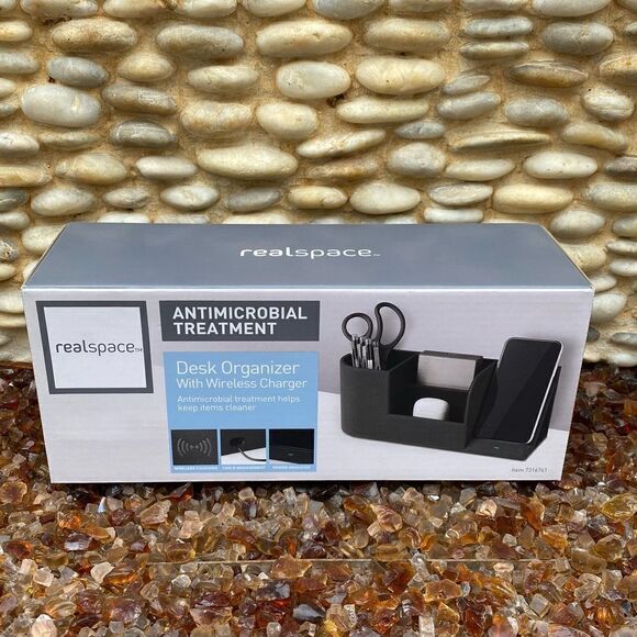 New NWT Realspace Desk Organizer w/Wireless Charger & Antimicrobial Treatment - Picture 8 of 10